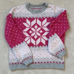 LOFT Pink and Gray Patterned Sweater